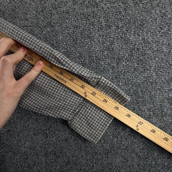 Think Pink Men Long Sleeve Button Up Shirt Blue Beige Check 2XL Pocket Adult - Picture 16 of 16